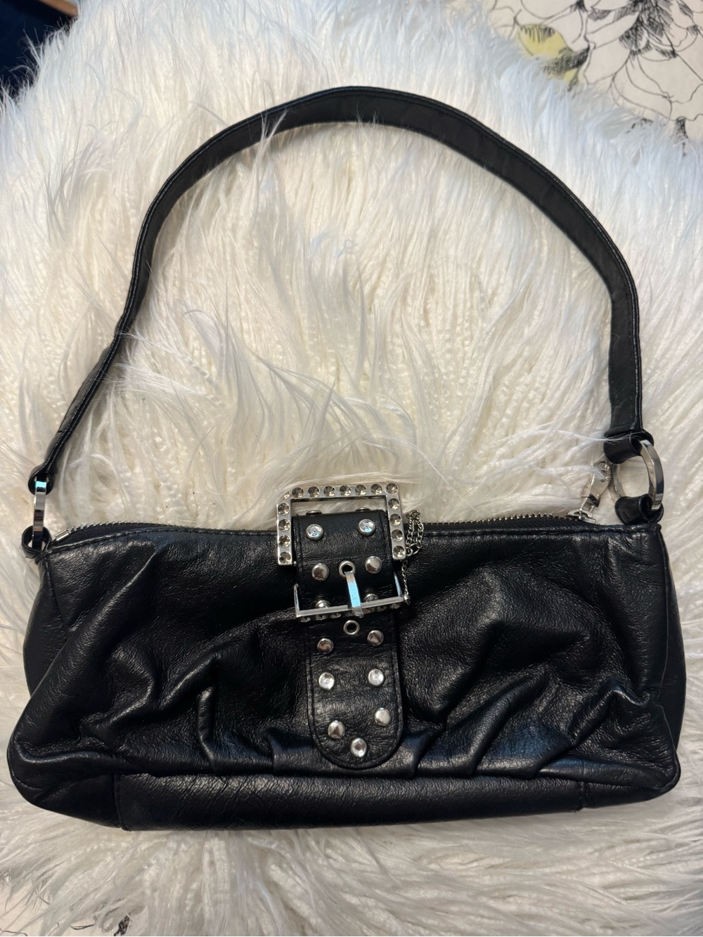 Wilsons Leather Black Studded Shoulder Bag